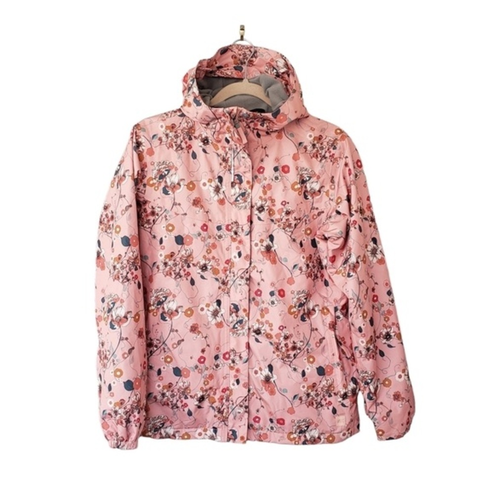 Mec Rain Jacket Hooded Peach Pink Floral